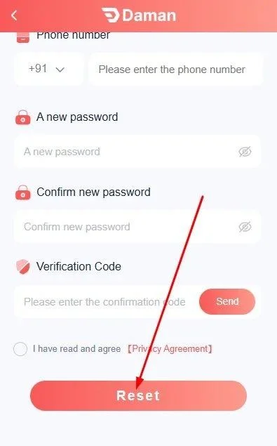 tap Reset button